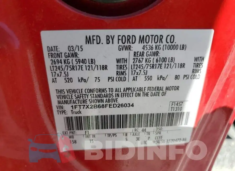 1FT7X2B68FED26034 Photo# 13