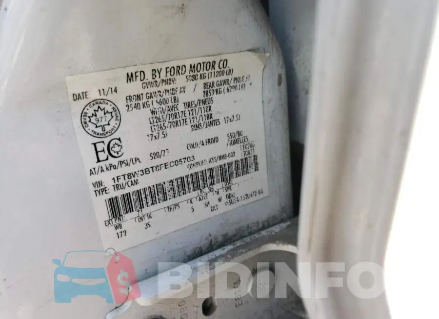1FT8W3BT8FEC05703 Photo# 10