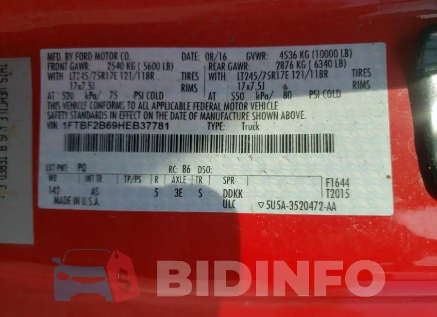 1FTBF2B69HEB37781 Photo# 10