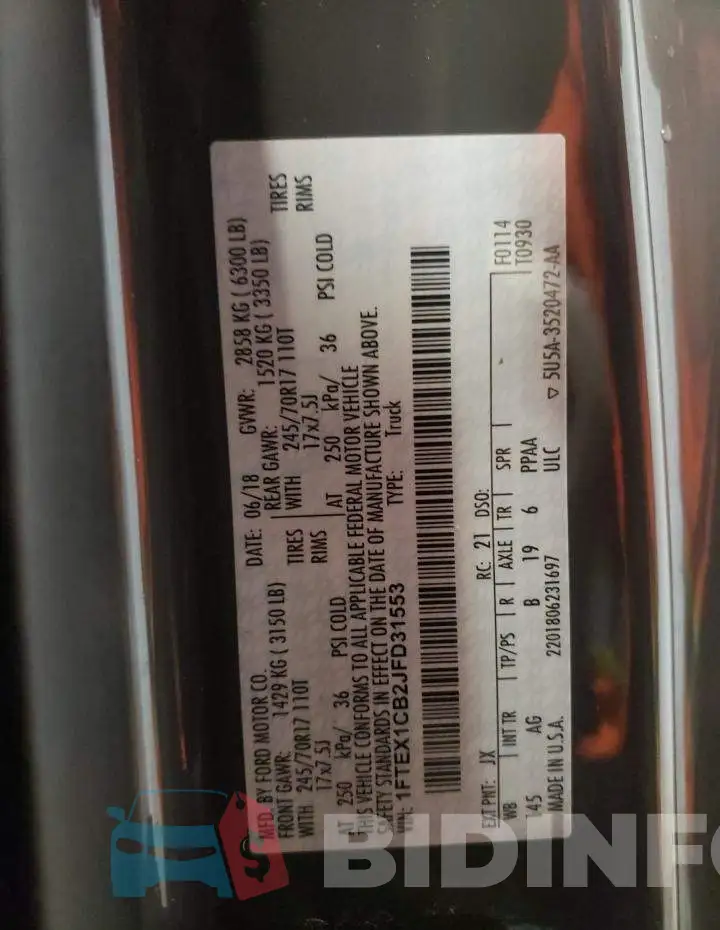 1FTEX1CB2JFD31553 Photo# 13