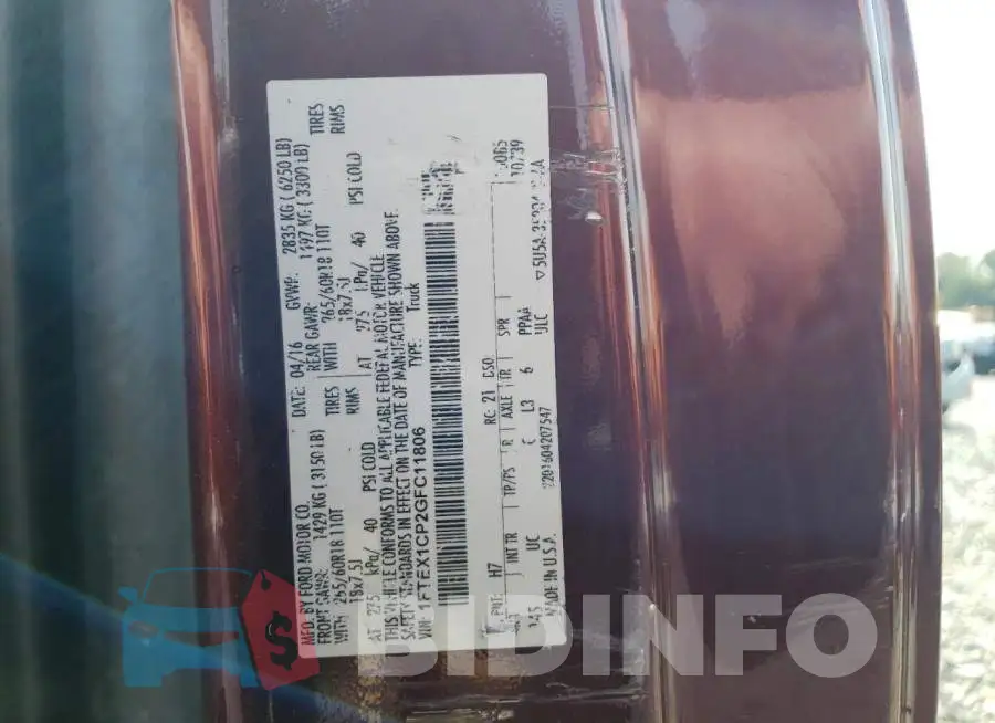 1FTEX1CP2GFC11806 Photo# 12