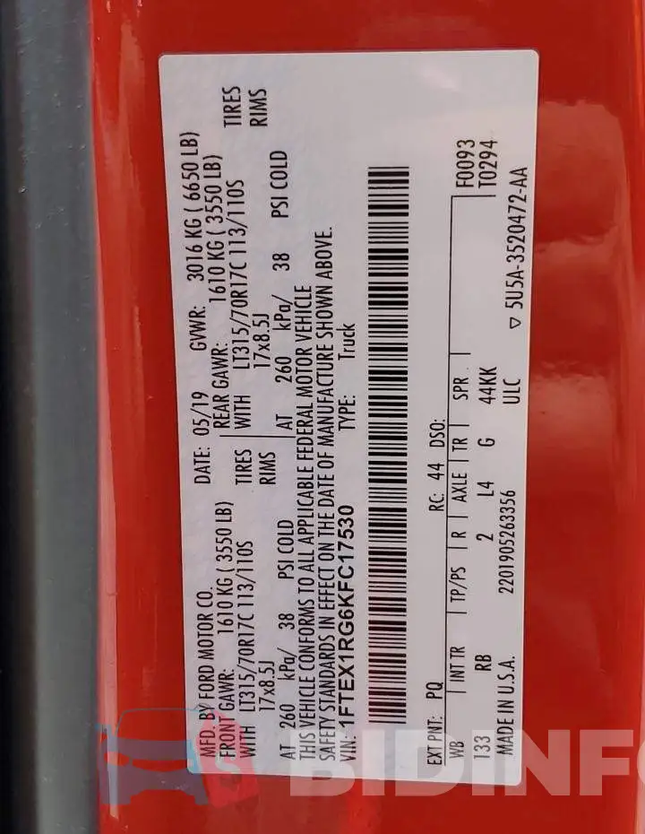 1FTEX1RG6KFC17530 Photo# 13