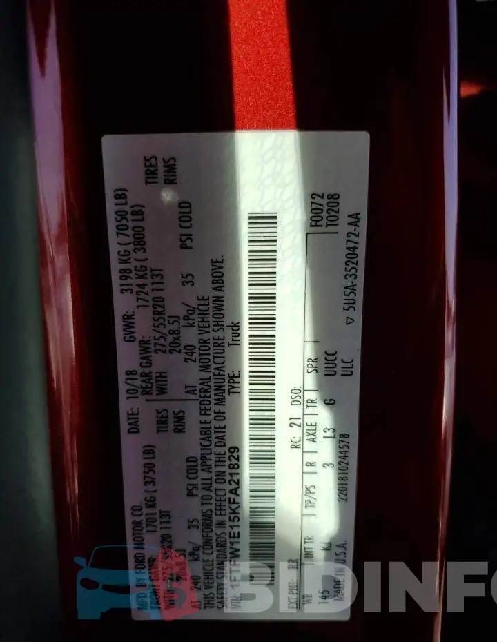 1FTFW1E15KFA21829 Photo# 13