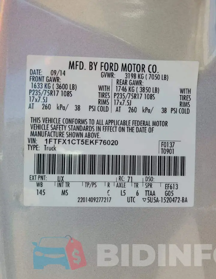 1FTFX1CT5EKF76020 Photo# 12