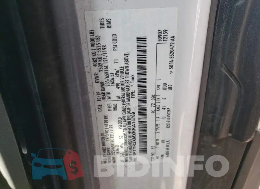 1FTYR2XMXKKA15769 Photo# 13