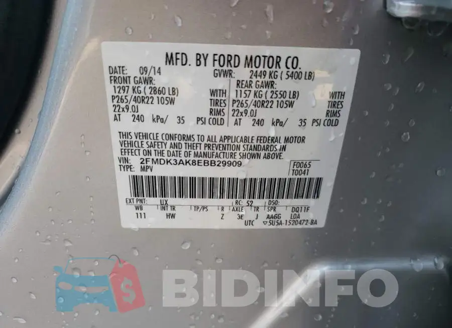 2FMDK3AK8EBB29909 Photo# 12