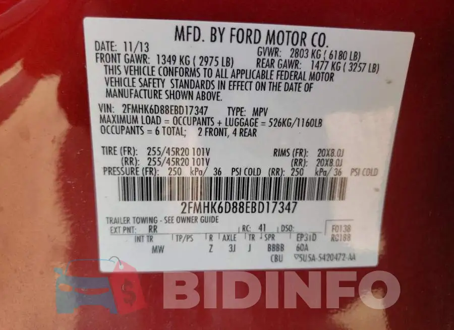 2FMHK6D88EBD17347 Photo# 14