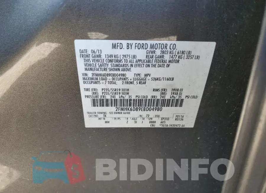 2FMHK6D89EBD04980 Photo# 13