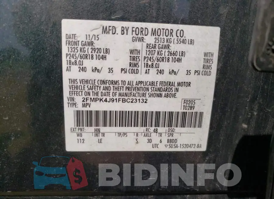 2FMPK4J91FBC23132 Photo# 14