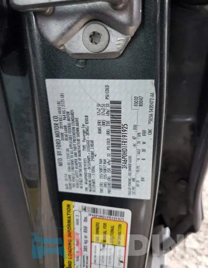 3FA6P0HD1FR191925 Photo# 12