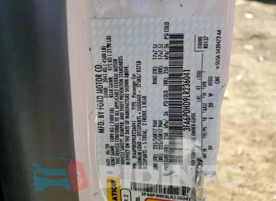 3FA6P0HD9LR236041 Photo# 12