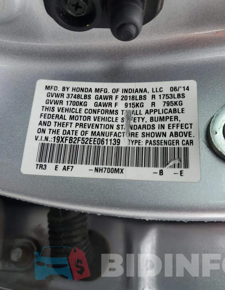 19XFB2F52EE061139 Photo# 12