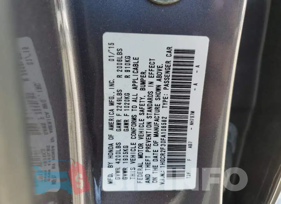 1HGCR2F30FA106582 Photo# 12