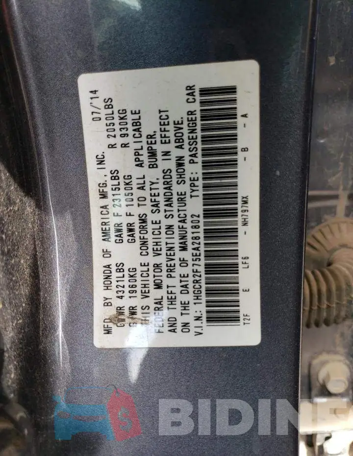 1HGCR2F75EA281802 Photo# 12