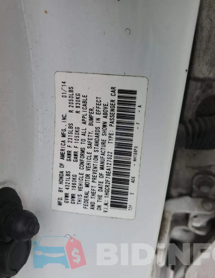 1HGCR2F78EA127522 Photo# 12