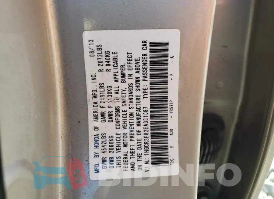 1HGCR3F82EA001087 Photo# 12