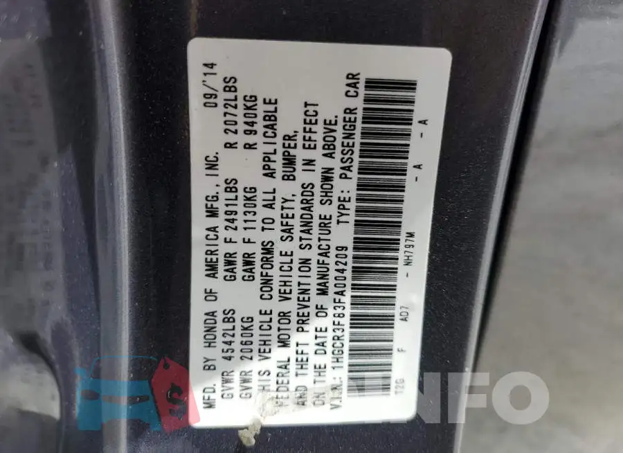 1HGCR3F83FA004209 Photo# 13