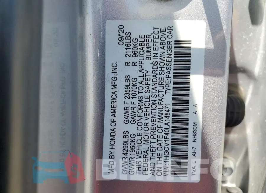 1HGCV1F40LA148471 Photo# 12