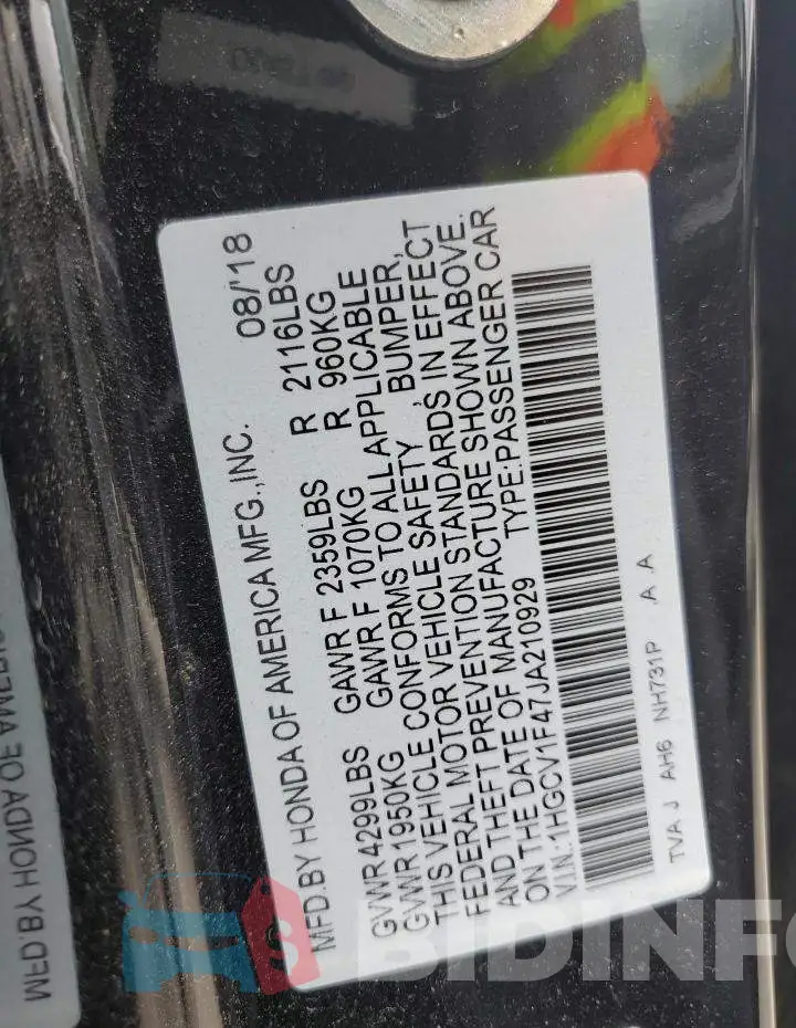 1HGCV1F47JA210929 Photo# 12