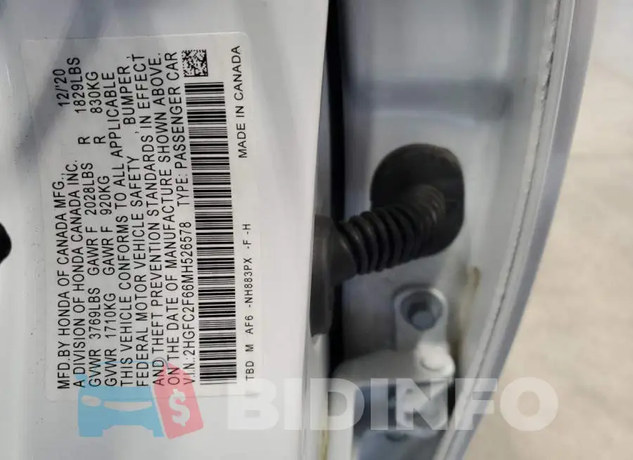 2HGFC2F66MH526578 Photo# 12