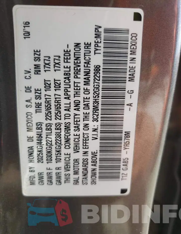 3CZRM3H52GG722986 Photo# 13