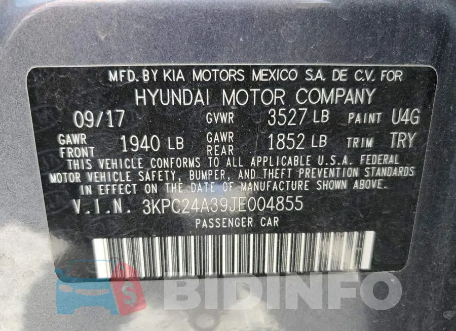 3KPC24A39JE004855 Photo# 12