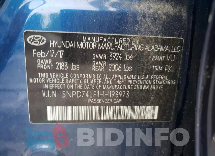 5NPD74LF1HH193973 Photo# 12
