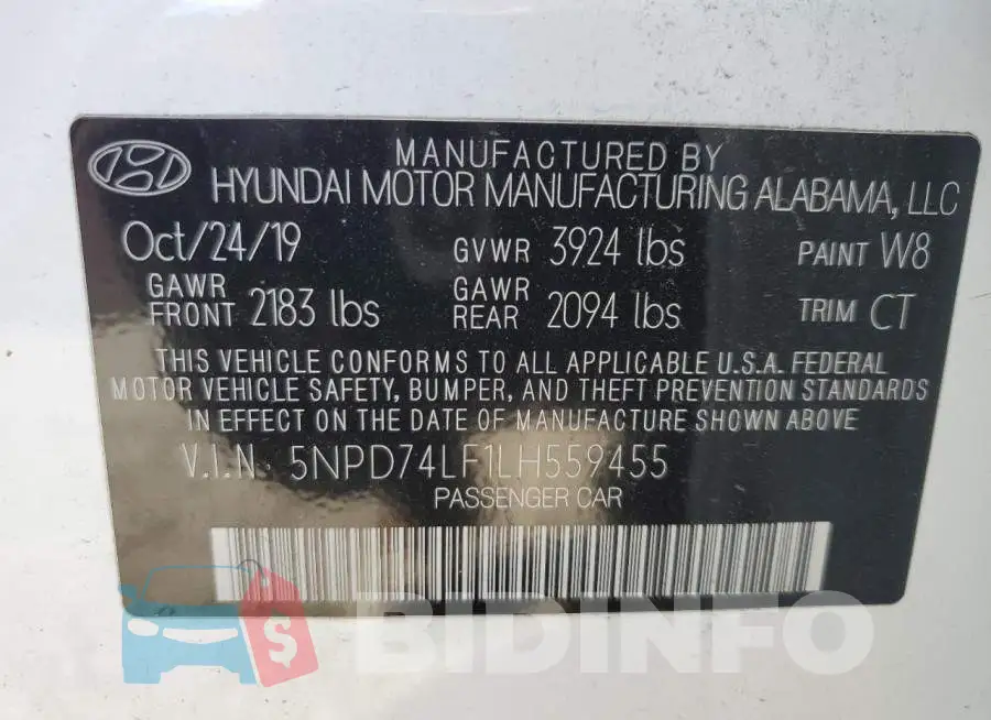 5NPD74LF1LH559455 Photo# 13