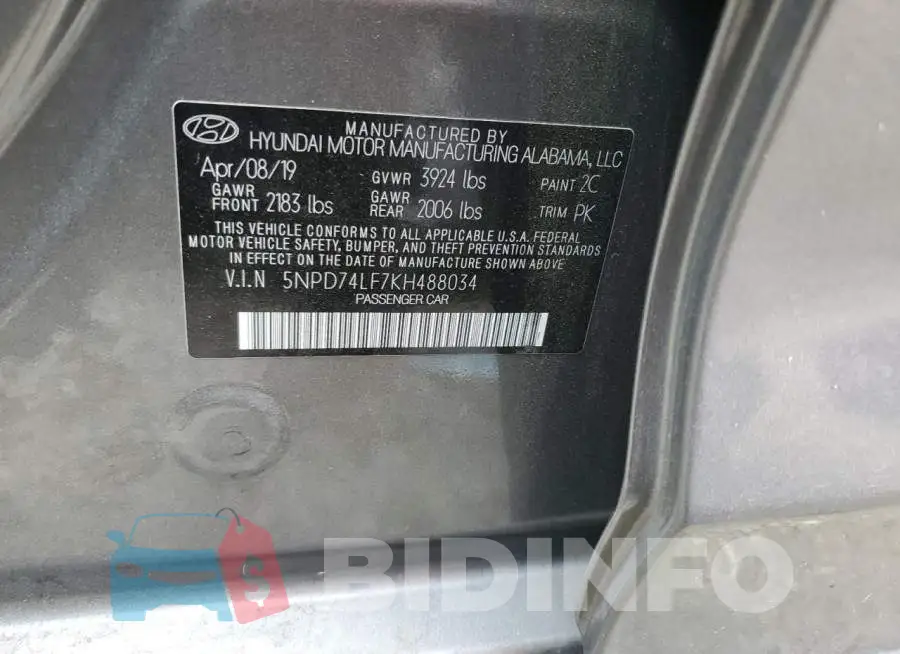 5NPD74LF7KH488034 Photo# 14