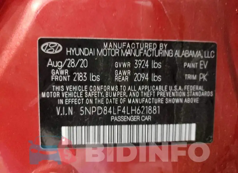 5NPD84LF4LH621881 Photo# 12