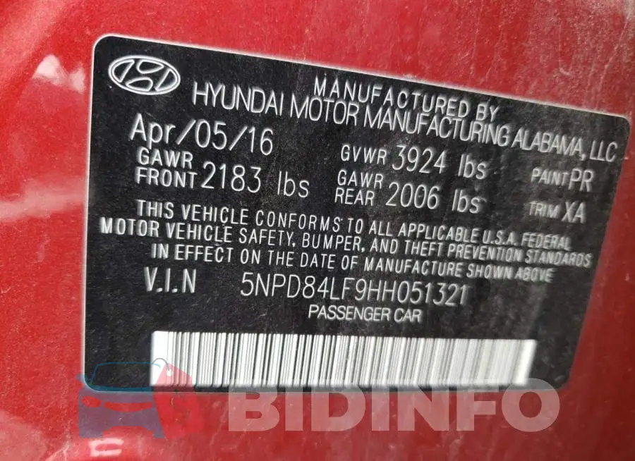 5NPD84LF9HH051321 Photo# 12