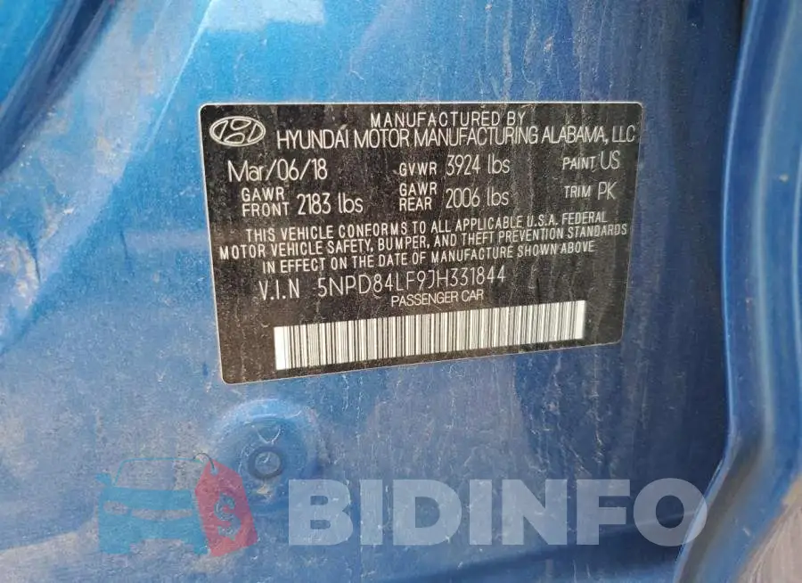 5NPD84LF9JH331844 Photo# 12