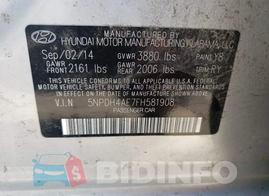 5NPDH4AE7FH581908 Photo# 10