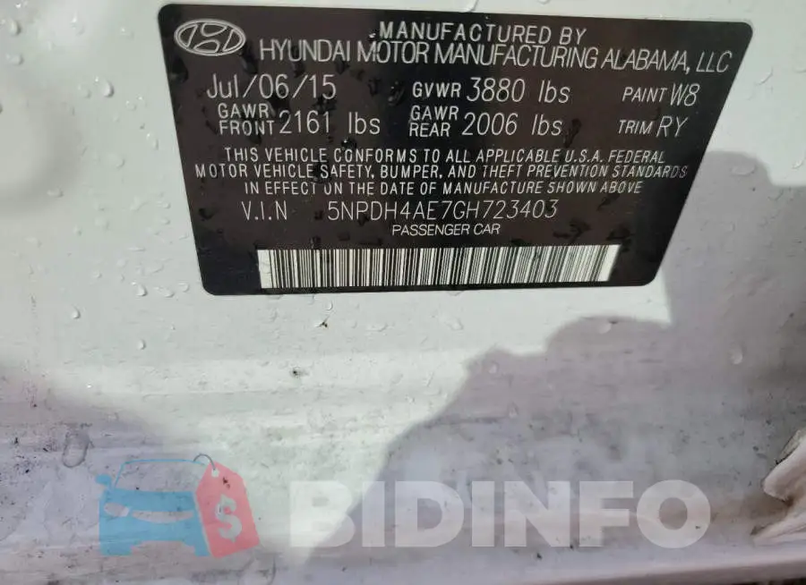 5NPDH4AE7GH723403 Photo# 13