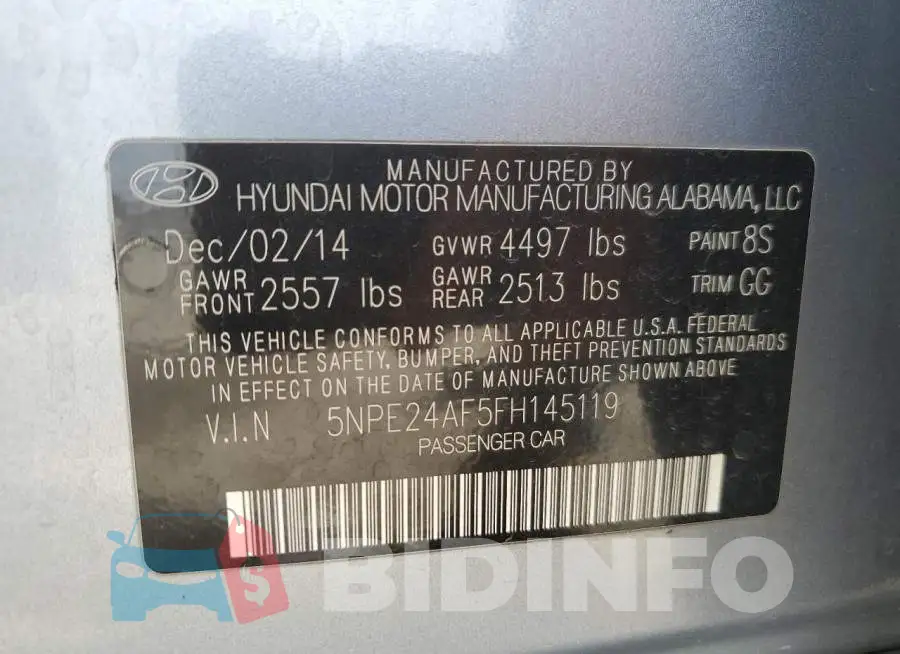 5NPE24AF5FH145119 Photo# 12