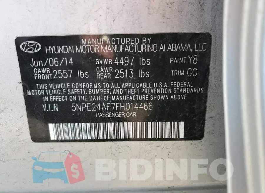 5NPE24AF7FH014466 Photo# 12