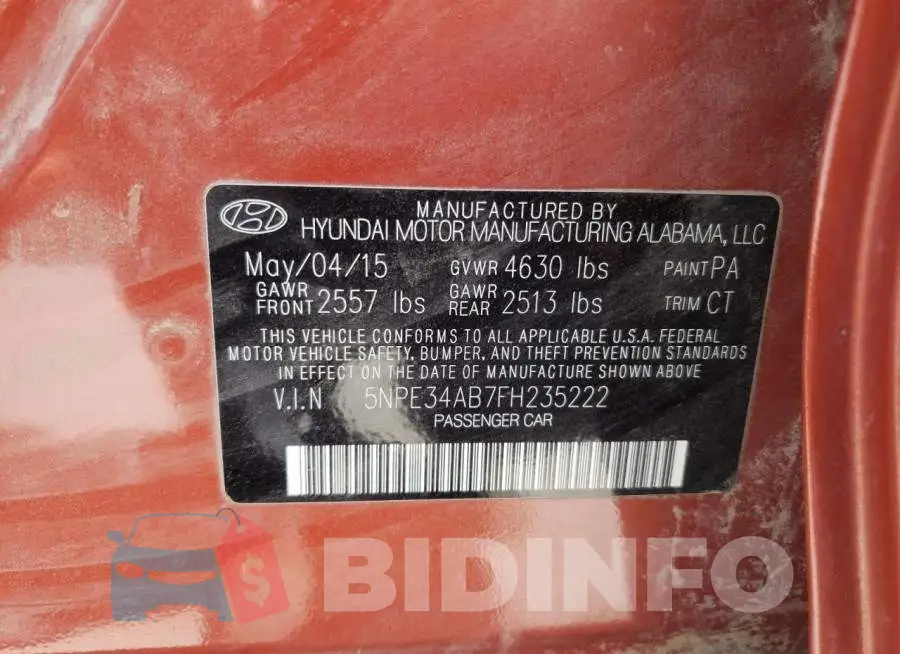5NPE34AB7FH235222 Photo# 13