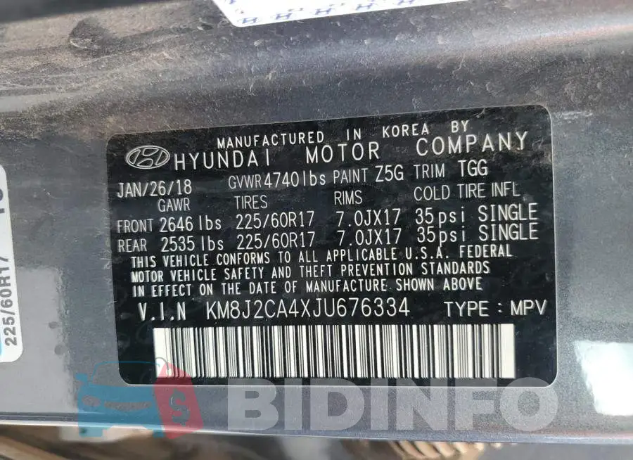 KM8J2CA4XJU676334 Photo# 13