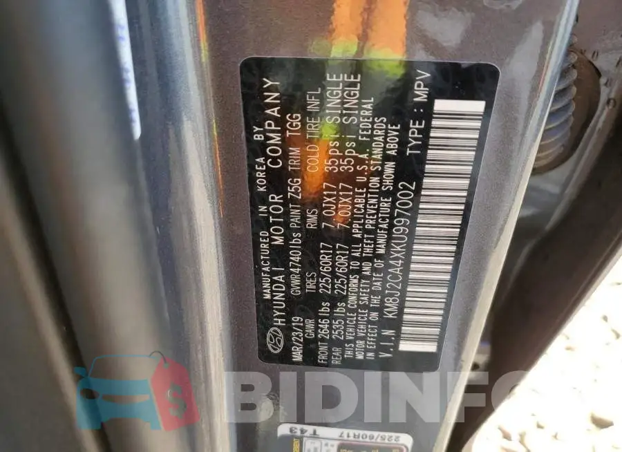KM8J2CA4XKU997002 Photo# 10