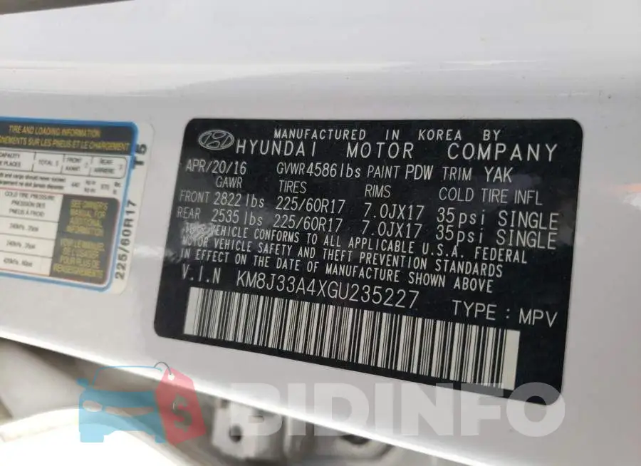 KM8J33A4XGU235227 Photo# 12