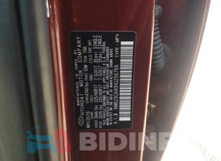 KM8J3CA40HU256766 Photo# 13