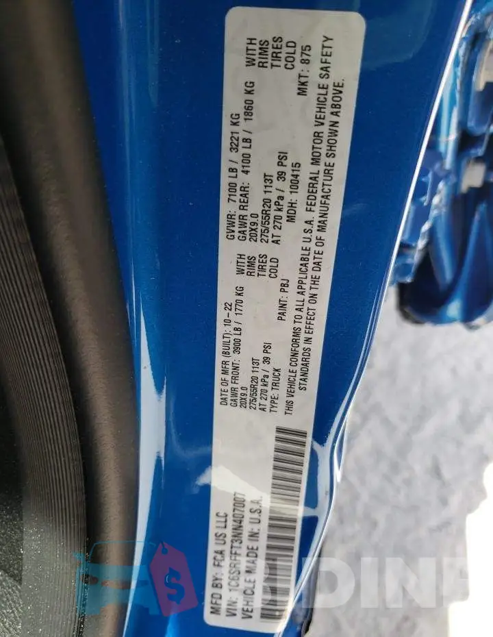 1C6SRFFT3NN407007 Photo# 12