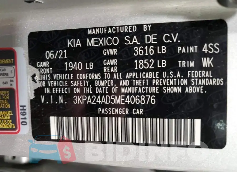 3KPA24AD5ME406876 Photo# 12