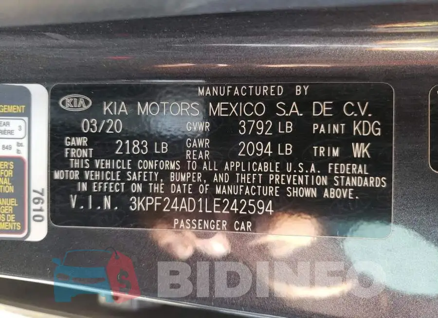 3KPF24AD1LE242594 Photo# 10