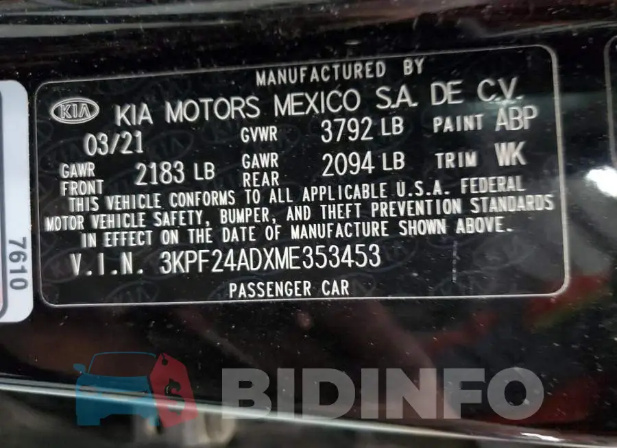 3KPF24ADXME353453 Photo# 13