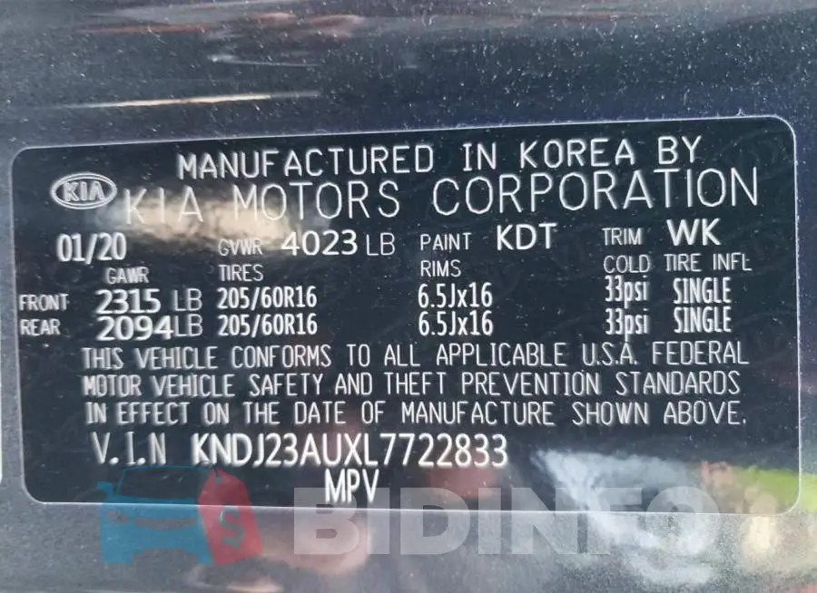 KNDJ23AUXL7722833 Photo# 13