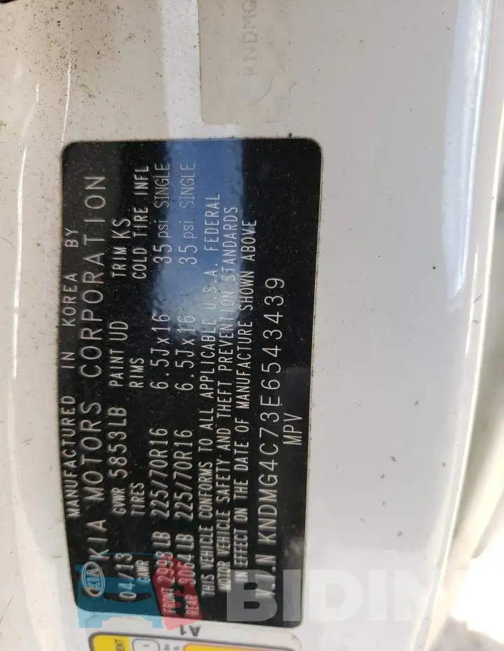 KNDMG4C73E6543439 Photo# 13