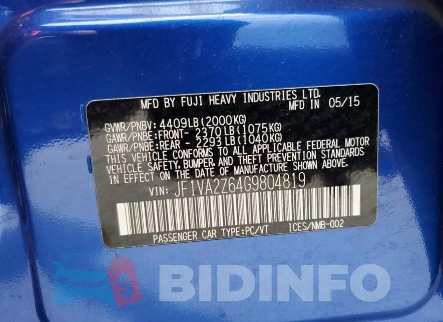 JF1VA2Z64G9804819 Photo# 12