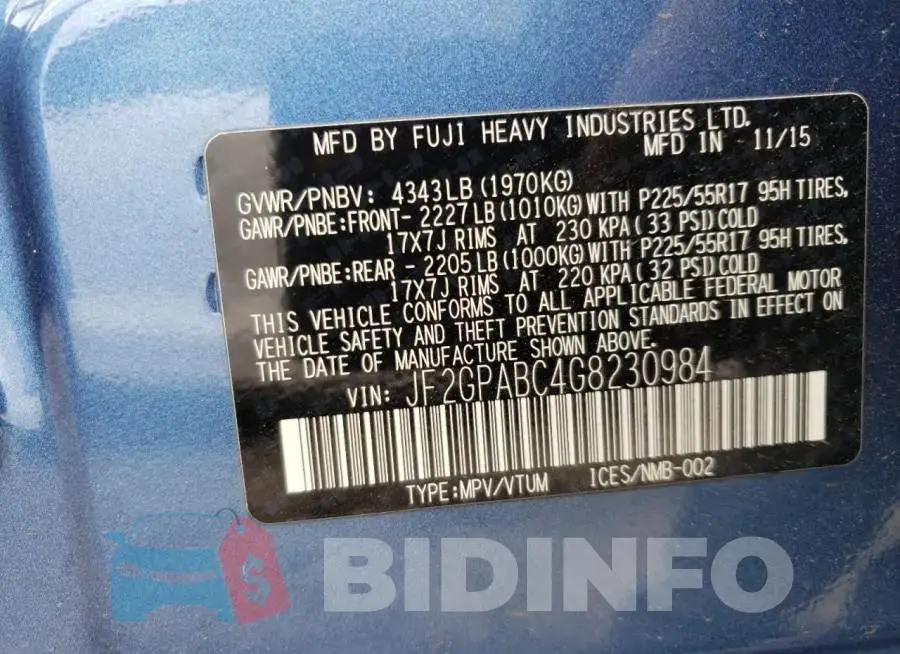 JF2GPABC4G8230984 Photo# 13