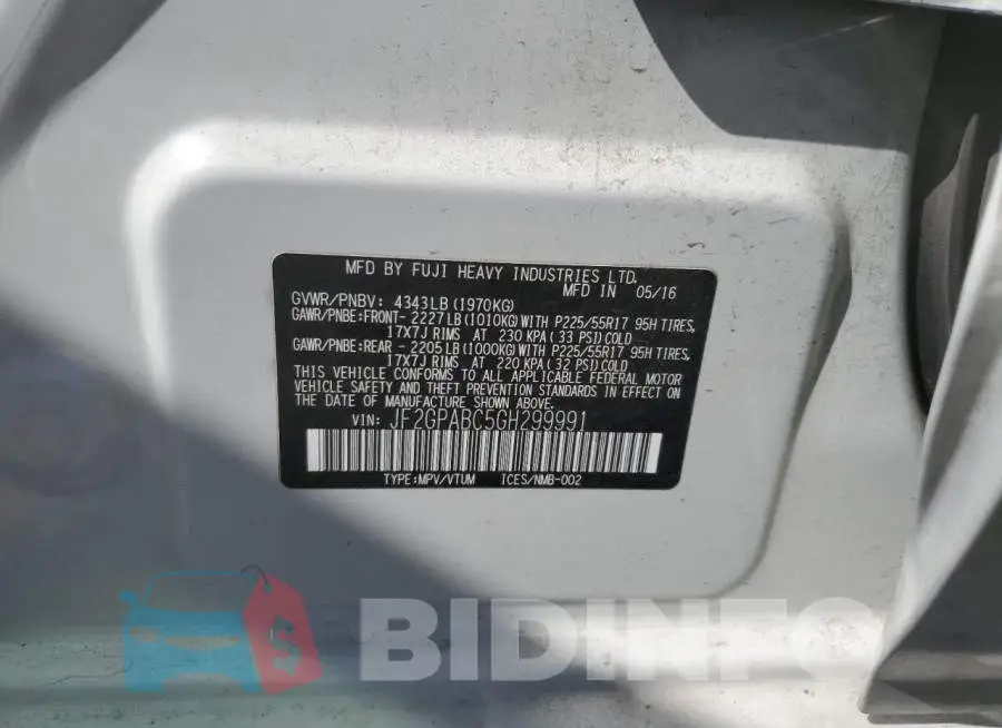 JF2GPABC5GH299991 Photo# 14